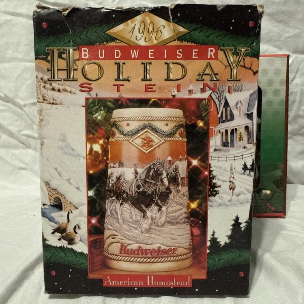 Vtg 96; 98; 04 Budweiser Holiday Stein Collection Christmas Same Day Shipping US